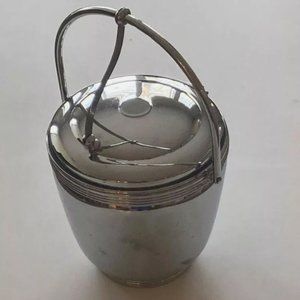 Vtg Krome Kraft Farber Bros Chrome Stainless Glass Insulated Ice Bucket Tong MCM